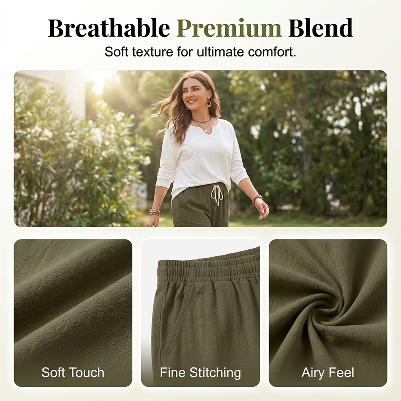 Women's Casual Cotton Blend Capri Pants