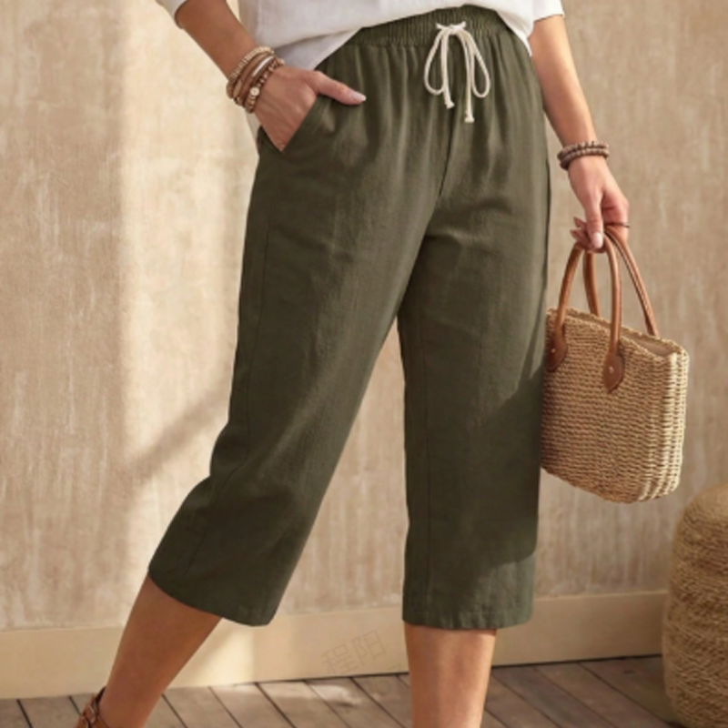 Women's Casual Cotton Blend Capri Pants