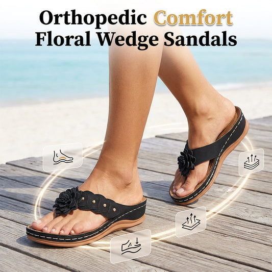 Gluschwein - Women's Floral Thong Sandals with Arch Support