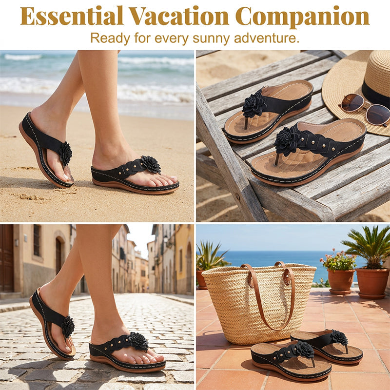 Women's Floral Thong Sandals with Arch Support