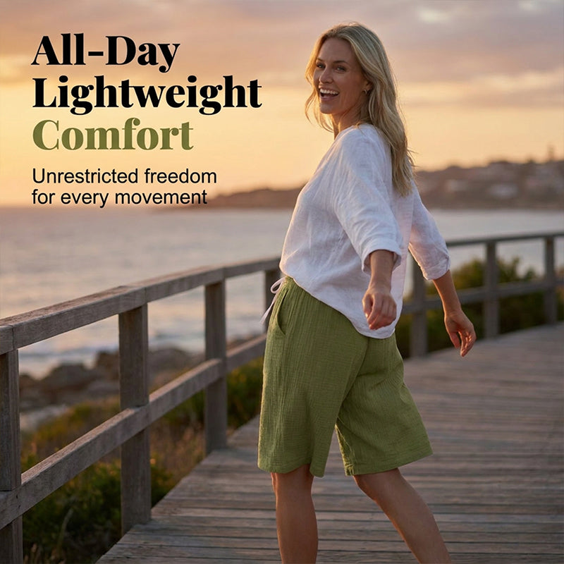 👖 JETZT 50 % RABATT! 🌿 Lässige Leinen-Shorts für Damen mit Kordelzug – atmungsaktiv, leicht und locker sitzend – perfekt für den Strand, auf Reisen oder an heißen Sommertagen ☀️
