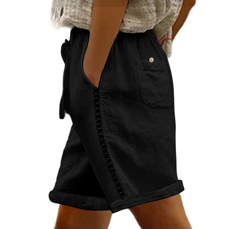 Lässige Damen-Shorts mit Kordelzug und Spitzenverzierung