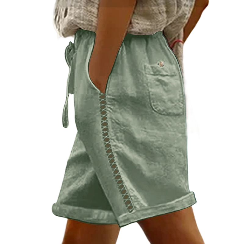 Lässige Damen-Shorts mit Kordelzug und Spitzenverzierung