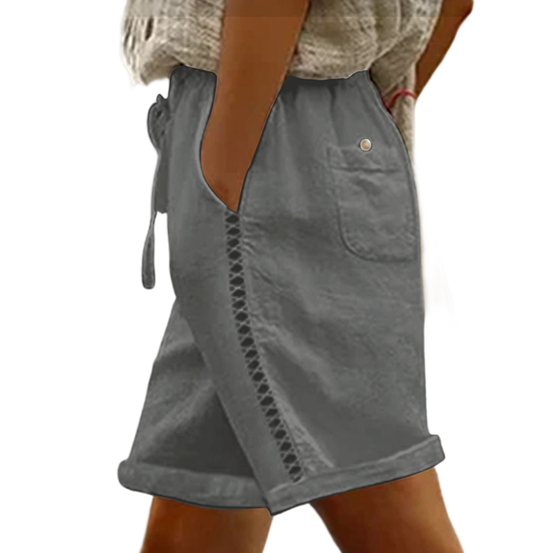 Lässige Damen-Shorts mit Kordelzug und Spitzenverzierung