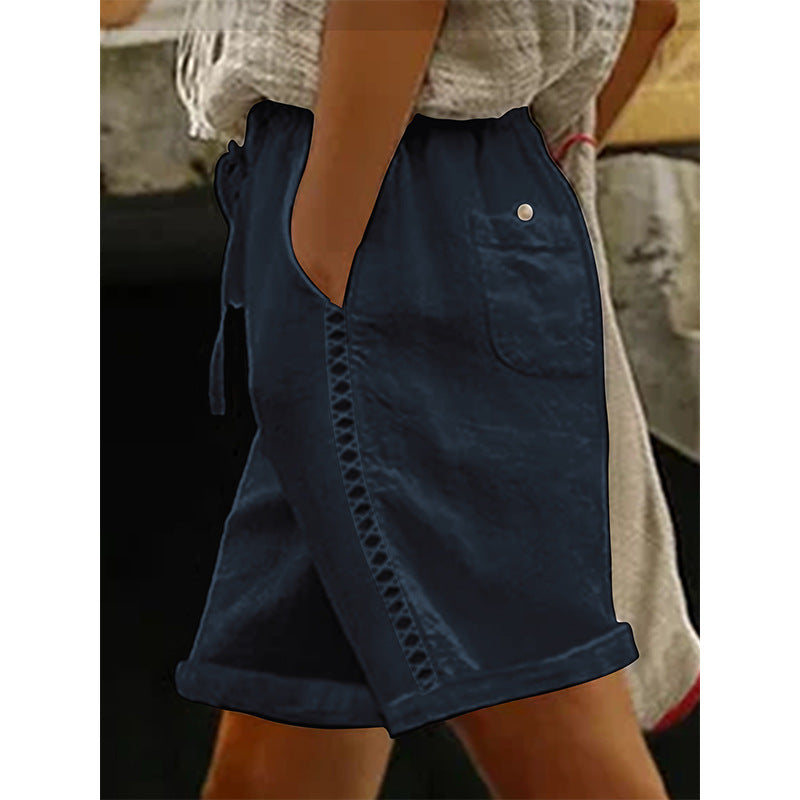 Lässige Damen-Shorts mit Kordelzug und Spitzenverzierung