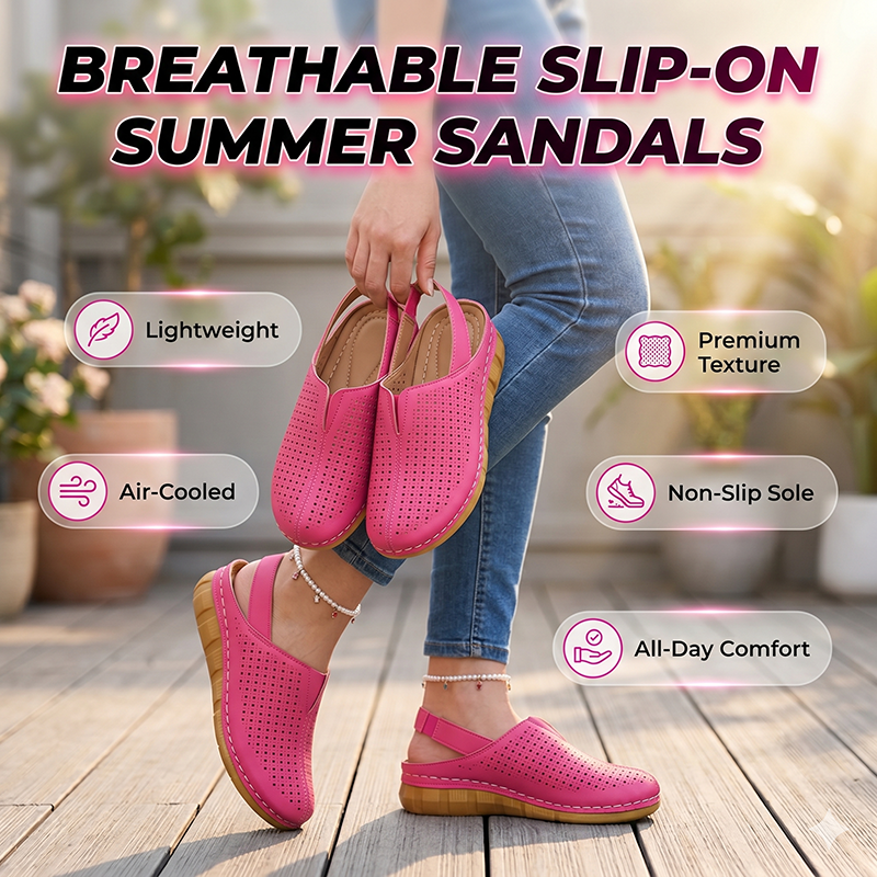 Women's Casual Perforated Wedge Slingback Sandals