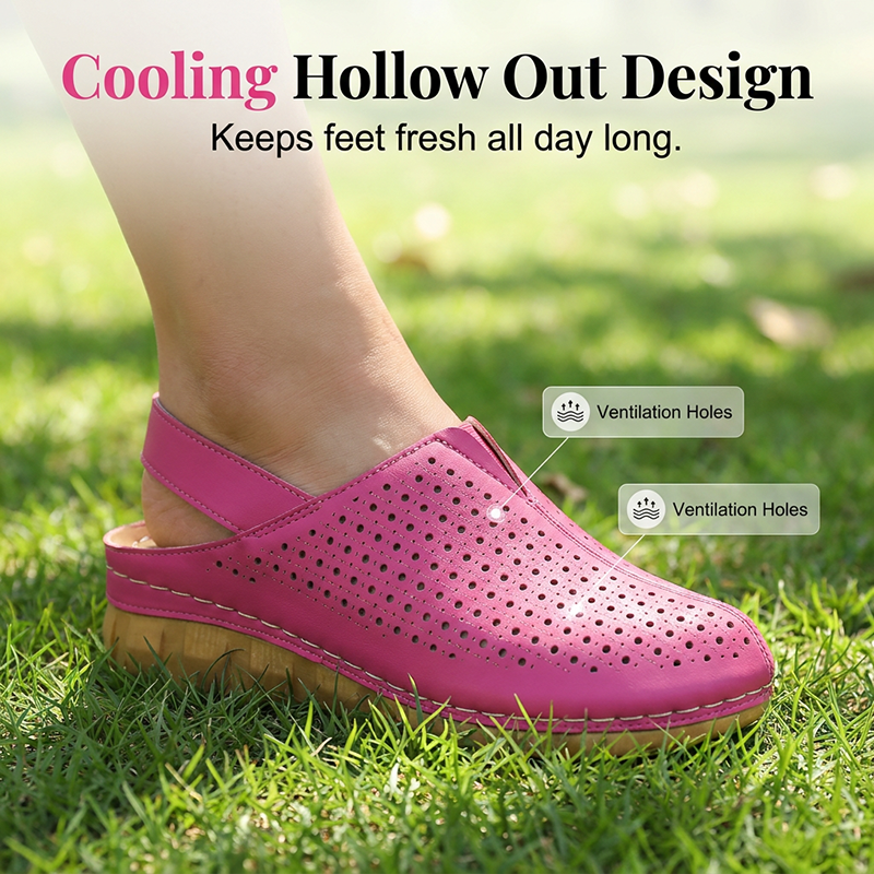 Women's Casual Perforated Wedge Slingback Sandals
