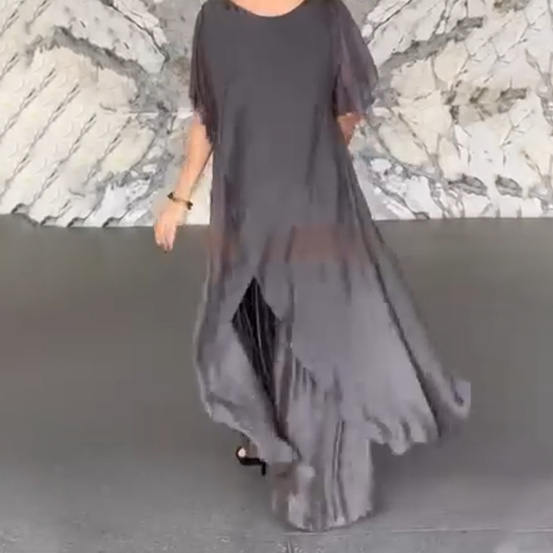 Damen-Set aus asymmetrischem Oberteil und lockerer Hose
