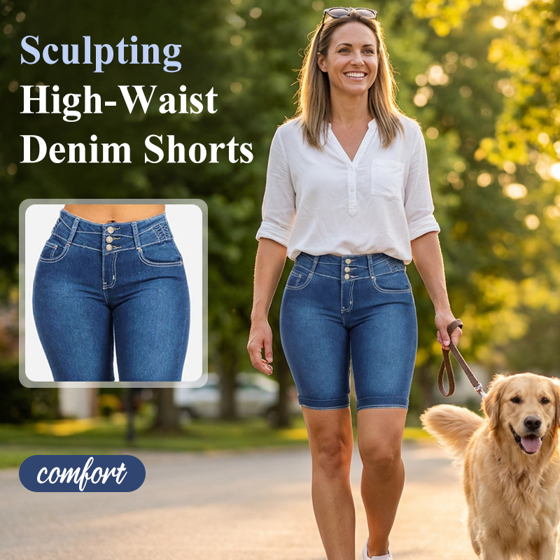 Women's High-Waist Stretch Denim Shorts