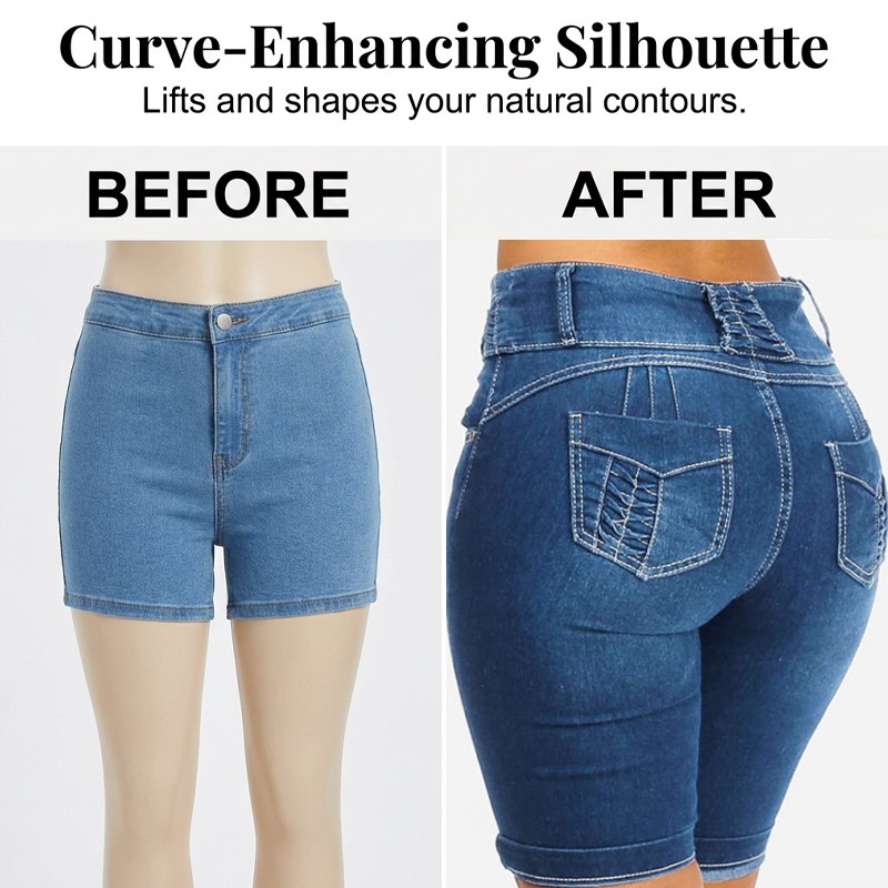 Women's High-Waist Stretch Denim Shorts