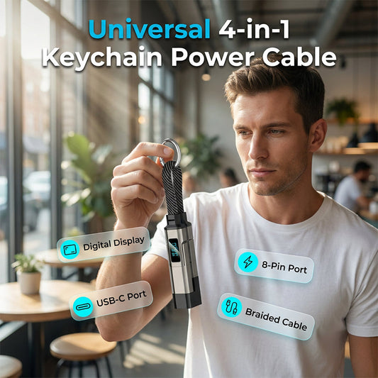 Gluschwein - 🔌 4-in-1 Ladekabel mit Digitalanzeige & Schlüsselanhänger – schnellladend, knickfest & kompakt