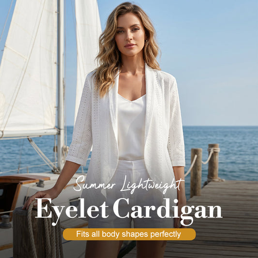 Gluschwein - 🧥 50% RABATT! ✨ Leichter Lochmuster-Cardigan – Atmungsaktiv, offen & ideal für laue Sommerabende – Perfekt als Überwurf zum Strandkleid oder über ein Top 🌊