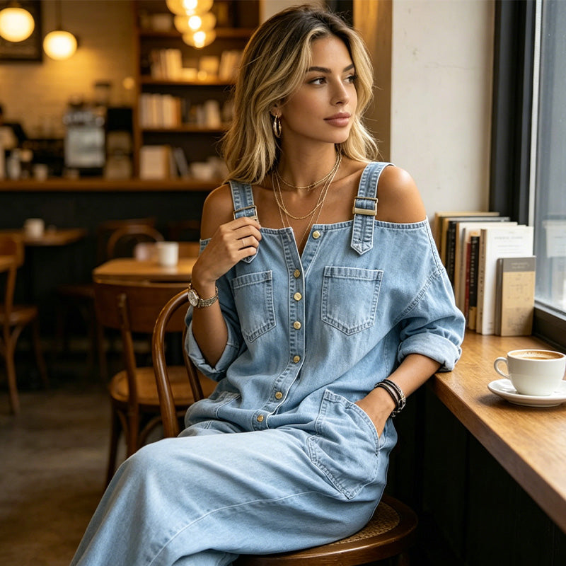 🔥Weit geschnittener Overall mit weitem Bein und Taschen