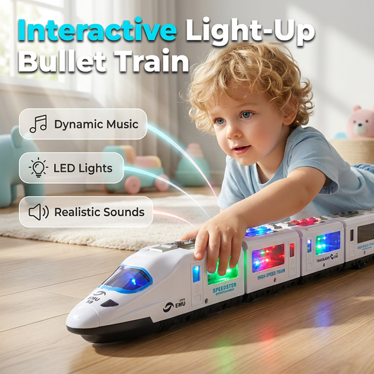 Gluschwein - 📢📢50% Rabatt !!⏰ Elektrischer Spielzeugzug – Leuchtend, stoß- und fahrbar & mit Musik – Interaktives Design, perfekt für Kleinkinder – fördert Motorik und Fantasie 🎵