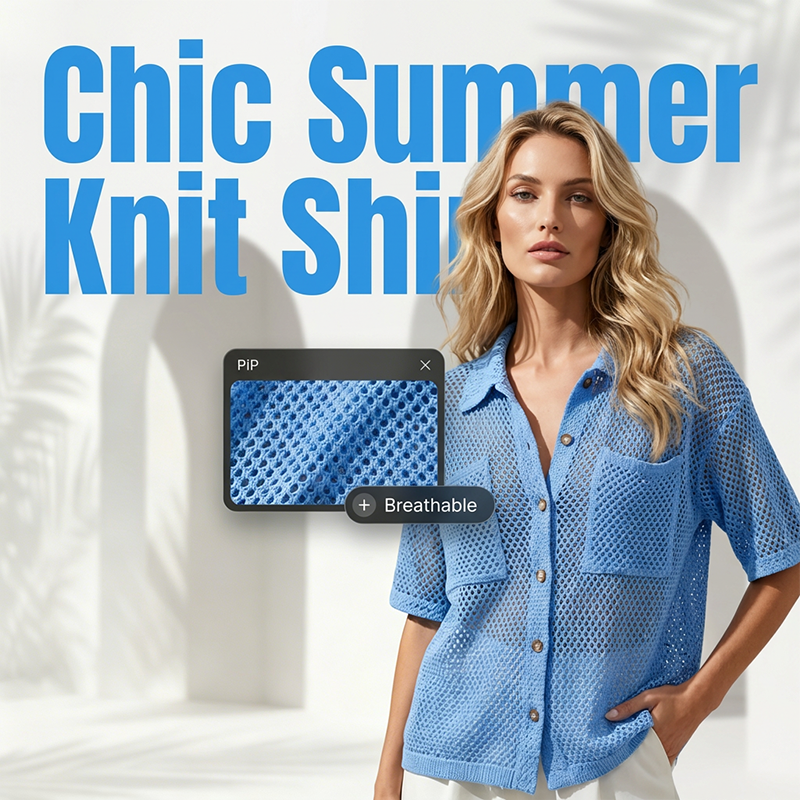 🔥50 % Rabatt! 🧶 Damen Kurzarm-Strickbluse mit Knöpfen – Gratis Halskette als Geschenk!