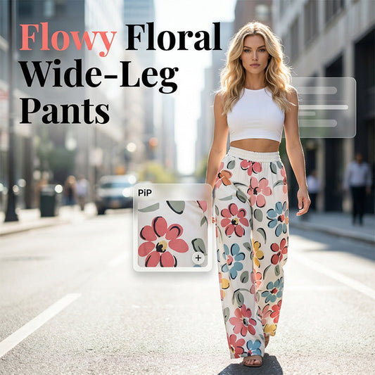👖 🌸 Damens Palazzo-Hose mit Blumenprint & weitem Bein – Bequem, luftig & perfekt für warme Tage ✨