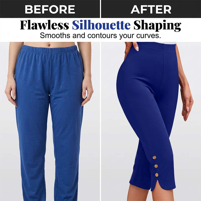 👖 Letzter Tag 50 % RABATT! ✨ Figurformende Stretch-Caprihose – hohe Taille, 4-Wege-Stretch, elegante Details 🌼