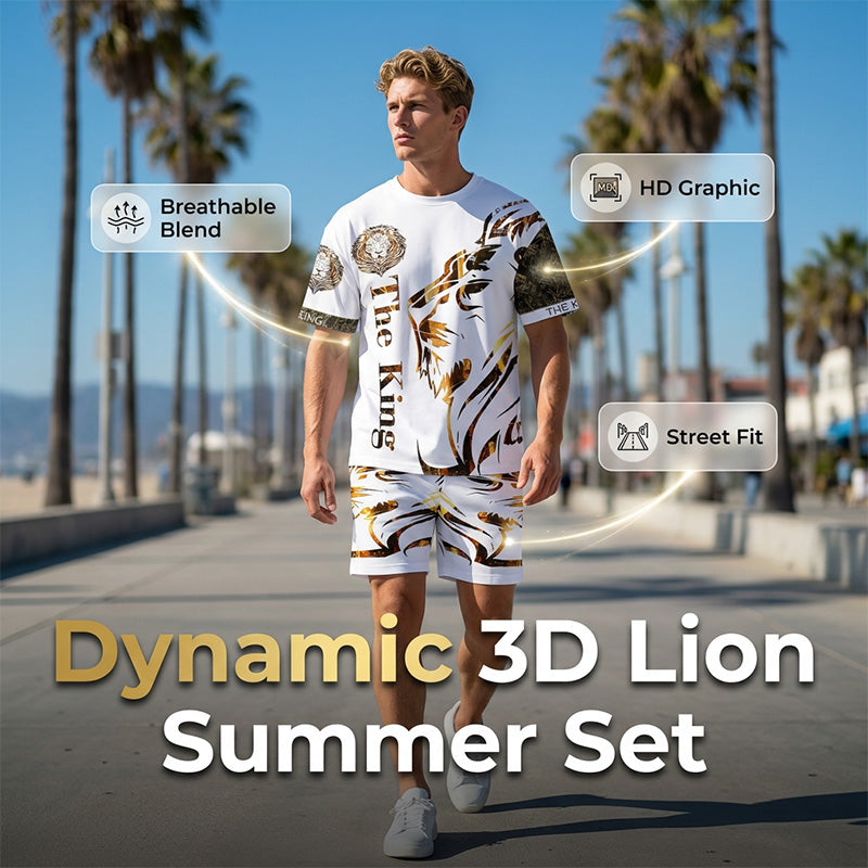 Gluschwein - 👕 50% RABATT! 🦁 2-teiliges Freizeit-Set für Herren – Mit Löwen-Print & atmungsaktivem Oberteil – Bequeme Shorts, vielseitig für Sommer, Strand oder Alltag – lässiger 2-in-1 Look ☀️✨