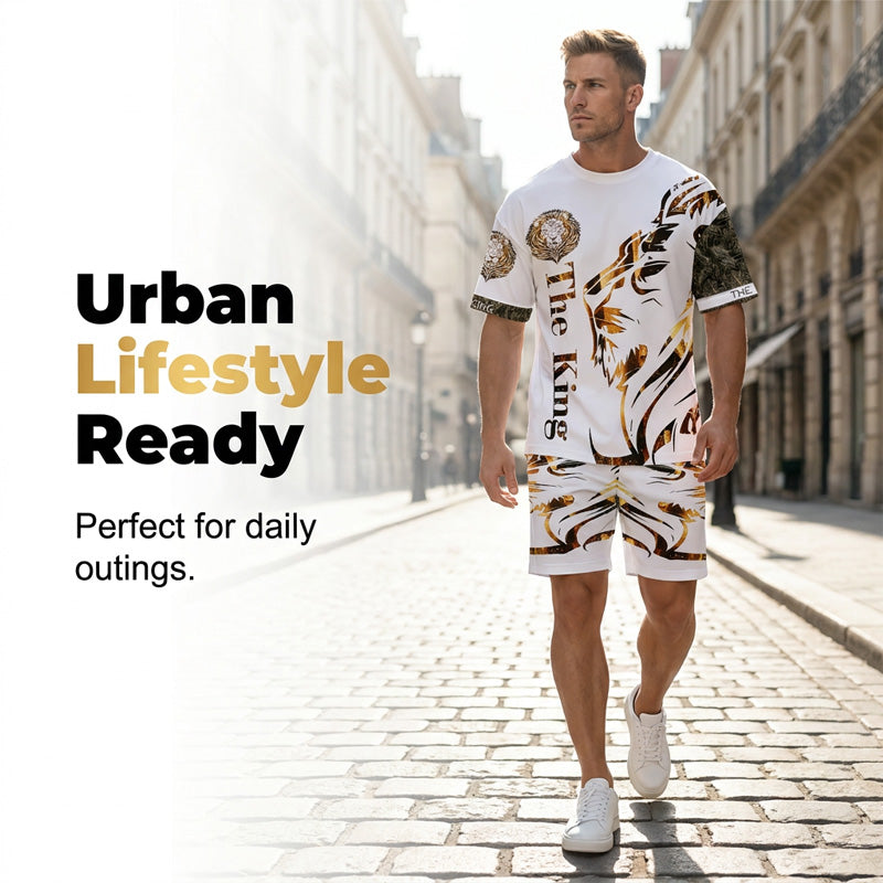 Gluschwein - 👕 50% RABATT! 🦁 2-teiliges Freizeit-Set für Herren – Mit Löwen-Print & atmungsaktivem Oberteil – Bequeme Shorts, vielseitig für Sommer, Strand oder Alltag – lässiger 2-in-1 Look ☀️✨