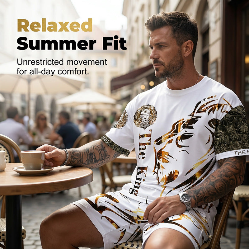 Gluschwein - 👕 50% RABATT! 🦁 2-teiliges Freizeit-Set für Herren – Mit Löwen-Print & atmungsaktivem Oberteil – Bequeme Shorts, vielseitig für Sommer, Strand oder Alltag – lässiger 2-in-1 Look ☀️✨