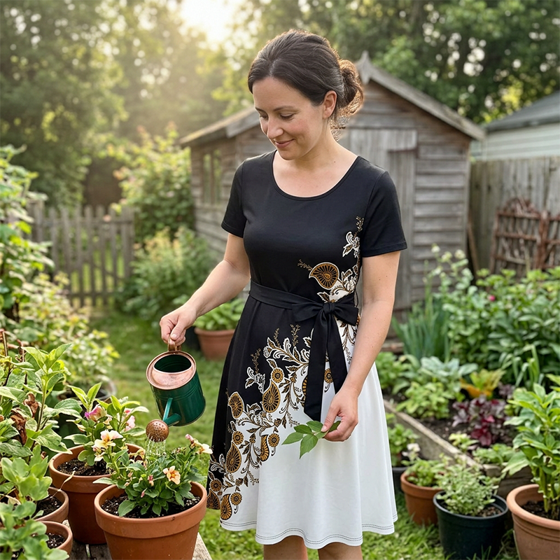 🔥 A-Linien-Kleid für Damen mit Blumenmuster