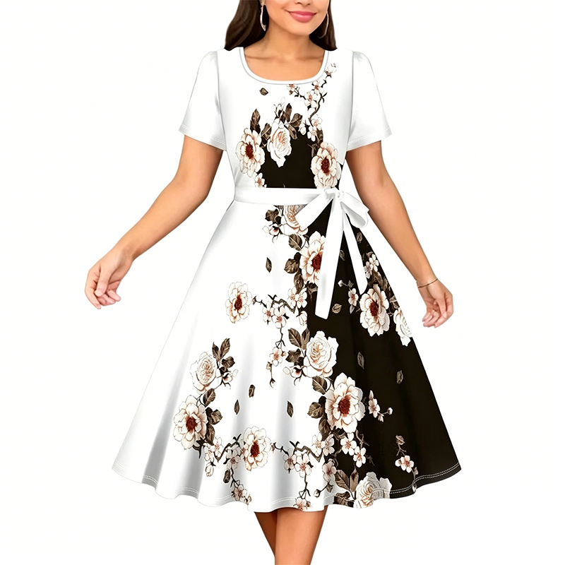 🔥 A-Linien-Kleid für Damen mit Blumenmuster