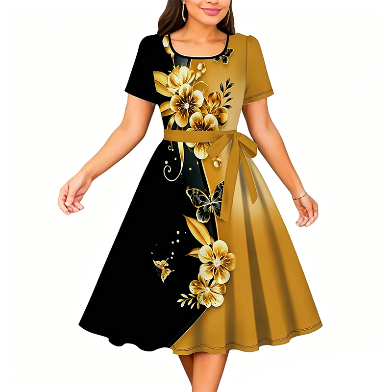 🔥 A-Linien-Kleid für Damen mit Blumenmuster