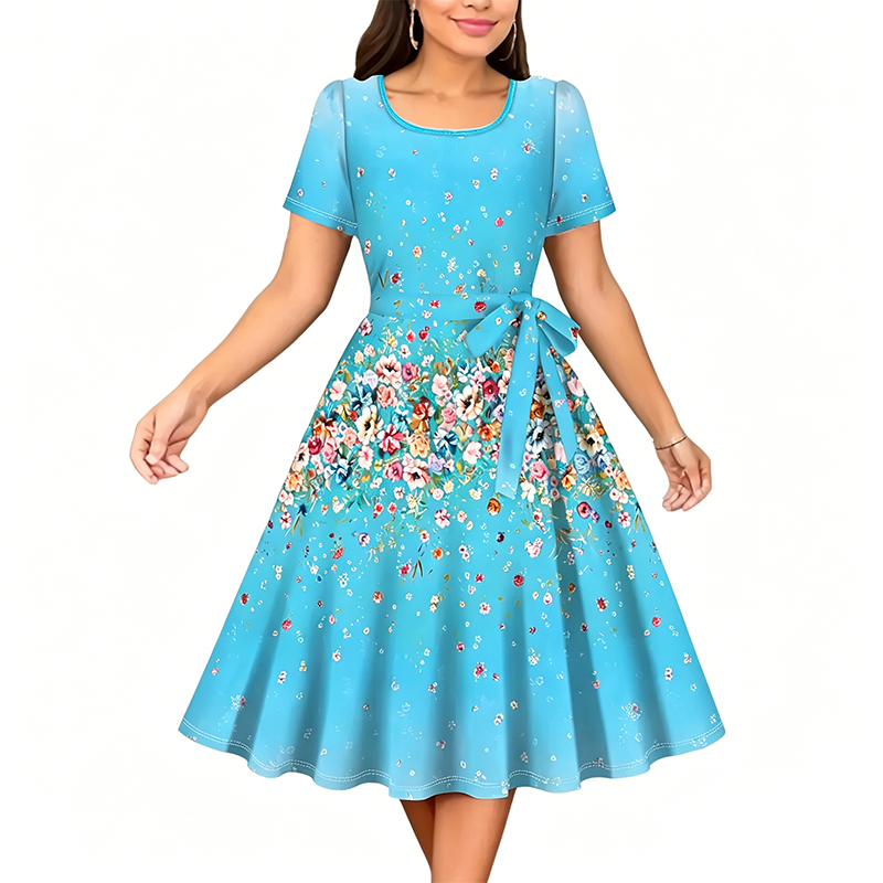 🔥 A-Linien-Kleid für Damen mit Blumenmuster