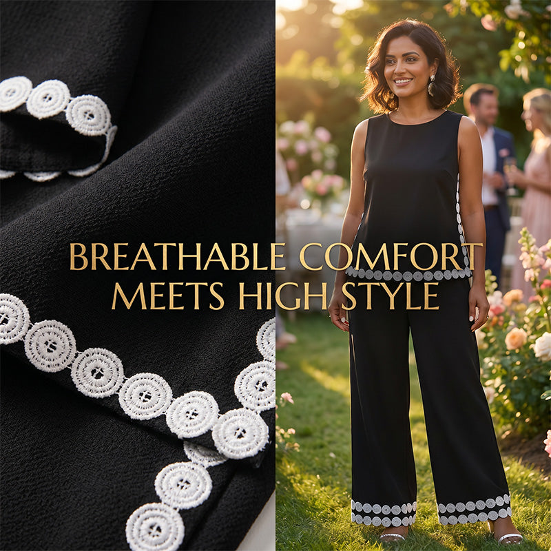 👚🤍 Damen ärmelloses Top & weites Bein Hosen Set – Fließend, luftig & elegant – Perfekt für Sommer, Strand oder besondere Anlässe – bequemer 2-teiliger Look ✨