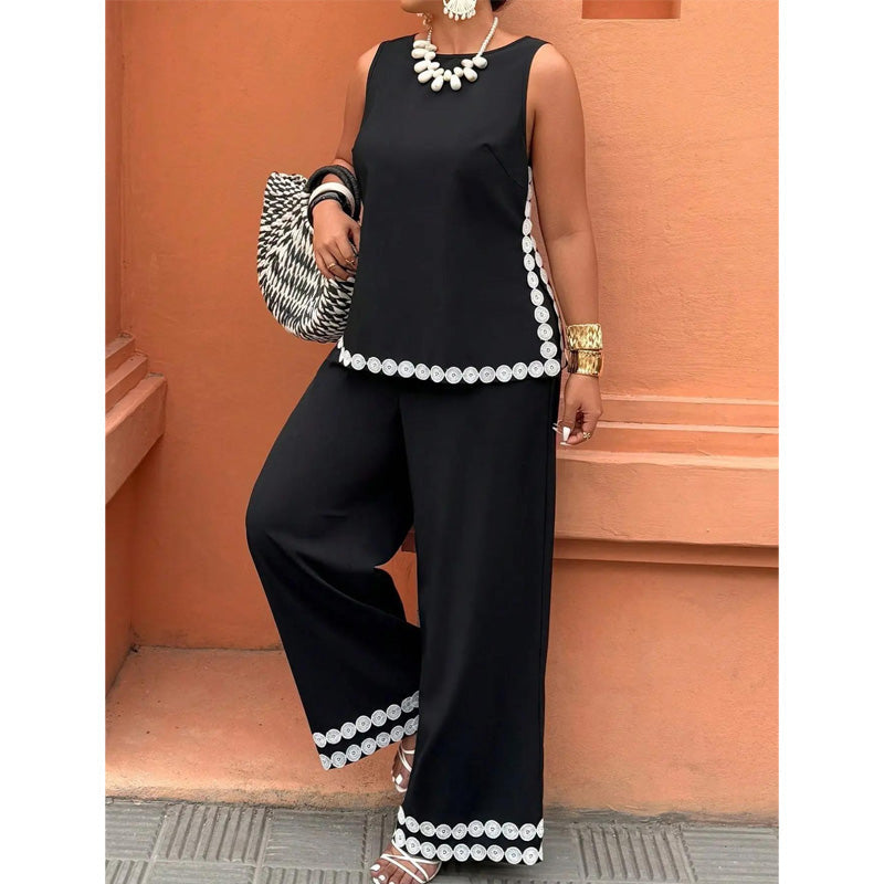 👚🤍 Damen ärmelloses Top & weites Bein Hosen Set – Fließend, luftig & elegant – Perfekt für Sommer, Strand oder besondere Anlässe – bequemer 2-teiliger Look ✨