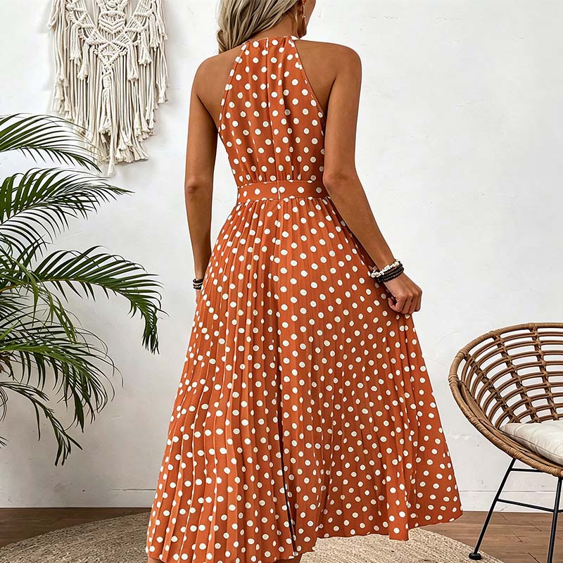 Gluschwein - 📢Mid-Season Sale: −50% nur für kurze Zeit⏰👗 Damen-Kleid mit Polka-Dot-Muster & Halsterneck – luftig, feminin & vielseitig für Sommer, Strand & Urlaub 🌸☀️