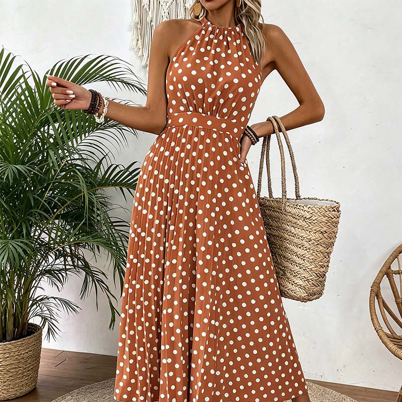 Gluschwein - 📢Mid-Season Sale: −50% nur für kurze Zeit⏰👗 Damen-Kleid mit Polka-Dot-Muster & Halsterneck – luftig, feminin & vielseitig für Sommer, Strand & Urlaub 🌸☀️