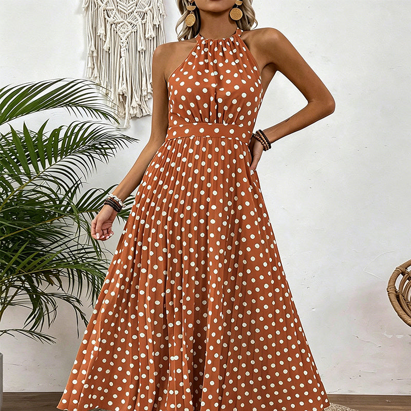 Gluschwein - 📢Mid-Season Sale: −50% nur für kurze Zeit⏰👗 Damen-Kleid mit Polka-Dot-Muster & Halsterneck – luftig, feminin & vielseitig für Sommer, Strand & Urlaub 🌸☀️