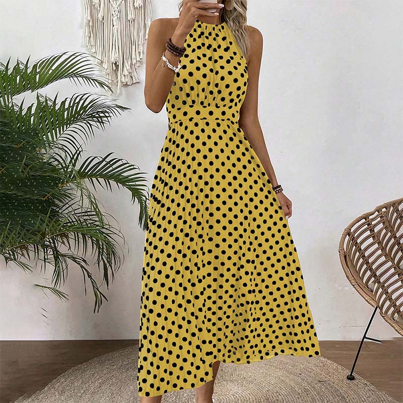 Gluschwein - 📢Mid-Season Sale: −50% nur für kurze Zeit⏰👗 Damen-Kleid mit Polka-Dot-Muster & Halsterneck – luftig, feminin & vielseitig für Sommer, Strand & Urlaub 🌸☀️