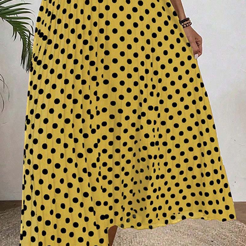 Gluschwein - 📢Mid-Season Sale: −50% nur für kurze Zeit⏰👗 Damen-Kleid mit Polka-Dot-Muster & Halsterneck – luftig, feminin & vielseitig für Sommer, Strand & Urlaub 🌸☀️