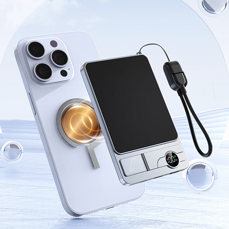 🔋 NUR FÜR BEGRENZTE ZEIT: 49% RABATT! ✨ 3-in-1-Magnet-Ladegerät für unterwegs – kabellos, mit integriertem Ständer, schlank 🍃