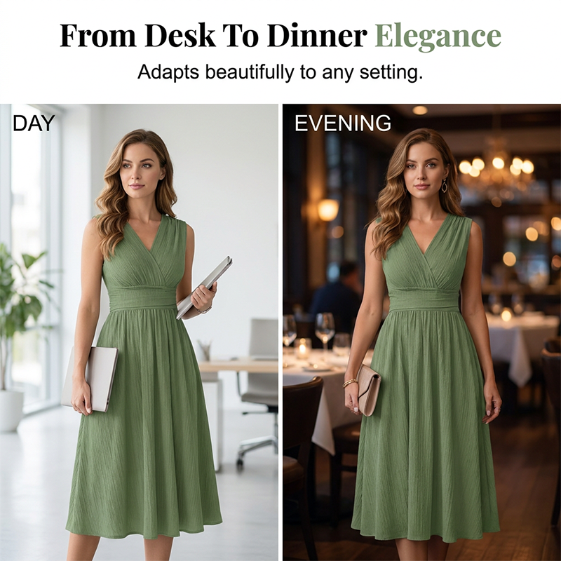 Women's Elegant Sleeveless V-Neck Dress