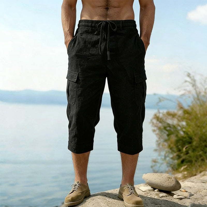👖 Herren Leinen-Mischung Cargo Caprihosen – luftig, bequem & vielseitig – perfekt für Freizeit, Reisen & Alltag