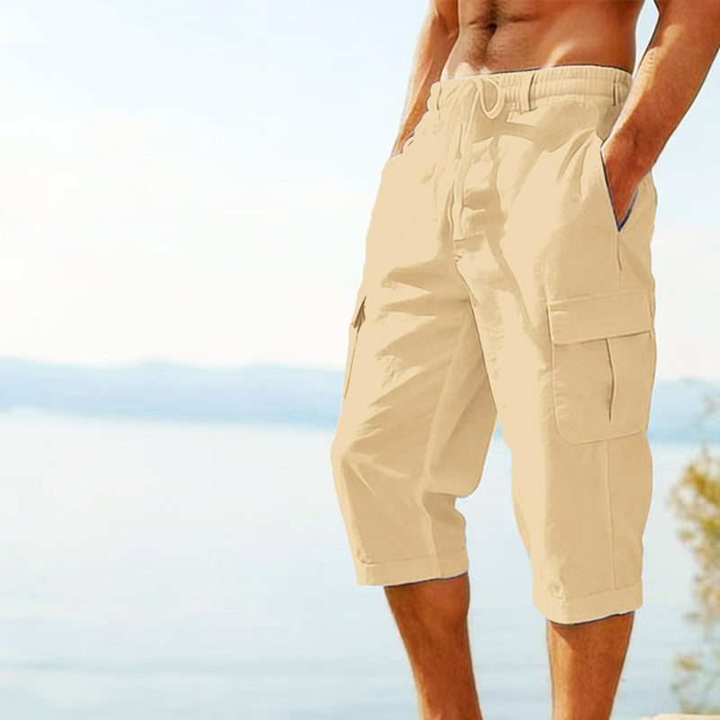 👖 Herren Leinen-Mischung Cargo Caprihosen – luftig, bequem & vielseitig – perfekt für Freizeit, Reisen & Alltag