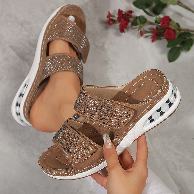 Women's Sparkling Rhinestone Wedge Sandals