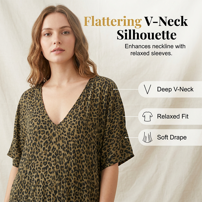 Gluschwein - Damen Boho-Maxikleid mit Leopardenmuster