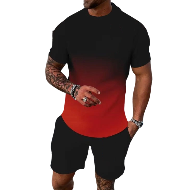 📢Mid-Season Sale: −50% nur für kurze Zeit⏰👕 2-teiliges Sommer-Set für Herren – T-Shirt & Shorts mit Farbverlauf, atmungsaktiv & bequem für Alltag & Urlaub ☀️🩳