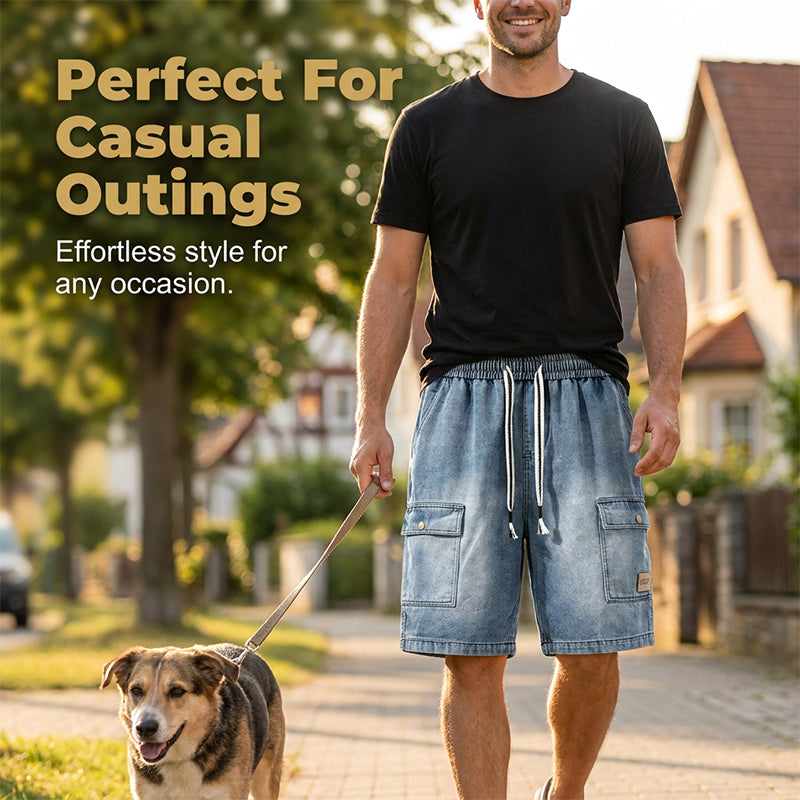 👖 50 % RABATT! 🏙️ Lose sitzende Denim-Cargo-Shorts für Herren – High-Street-Style & verstellbare Passform 🛹