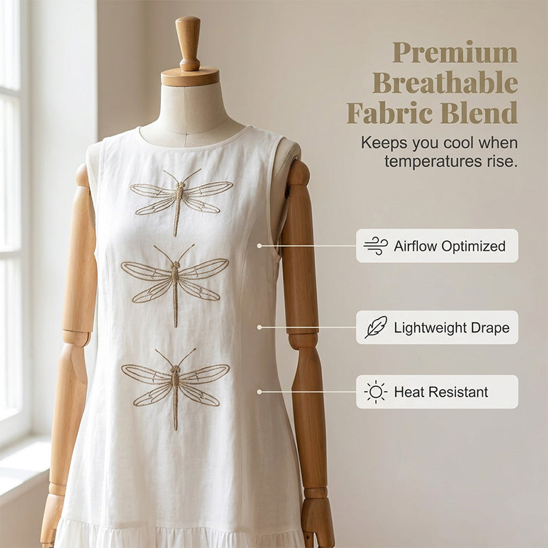 ⏳ Letzter Tag: 58% Rabatt🔥Damen ärmelloses lockeres Kleid mit Libellenprint