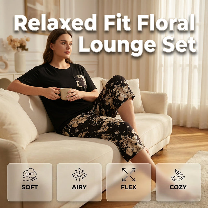 ✨☁️ Damen-Set mit Rundhals-Top & Capri-Hosen | Weicher Stoff, lockere Passform, ganztägig komfortabel für Alltag & Freizeit