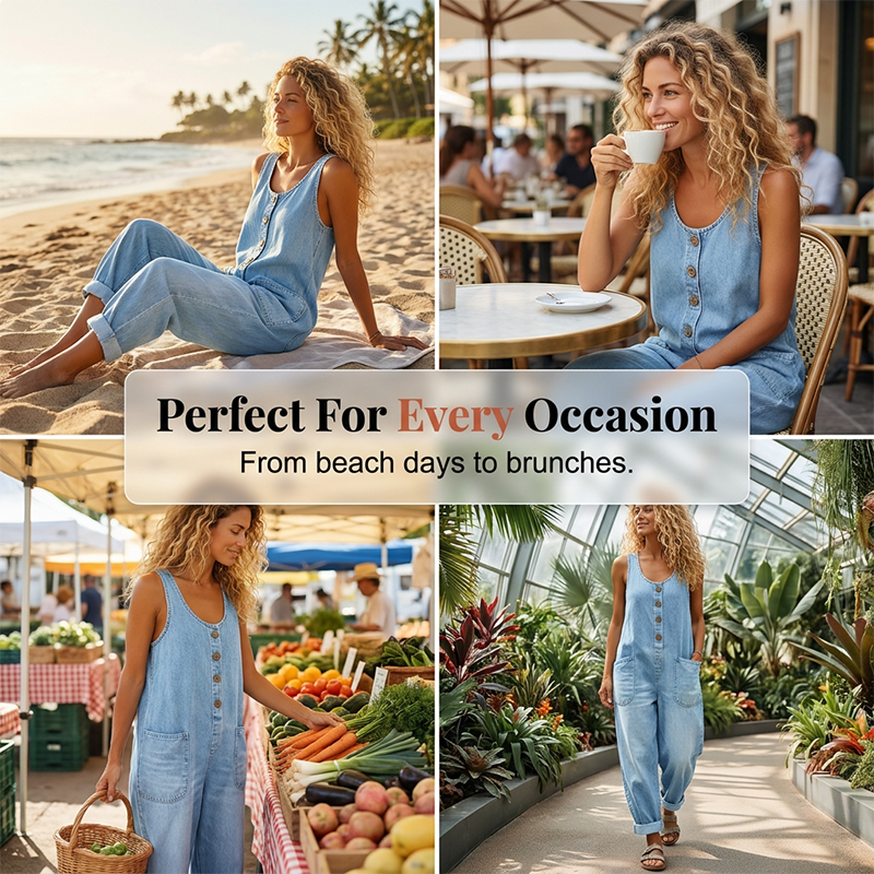 🔥Die neuen Modelle sind jetzt im Verkauf-Ärmelloser Jumpsuit mit weitem Bein für Damen