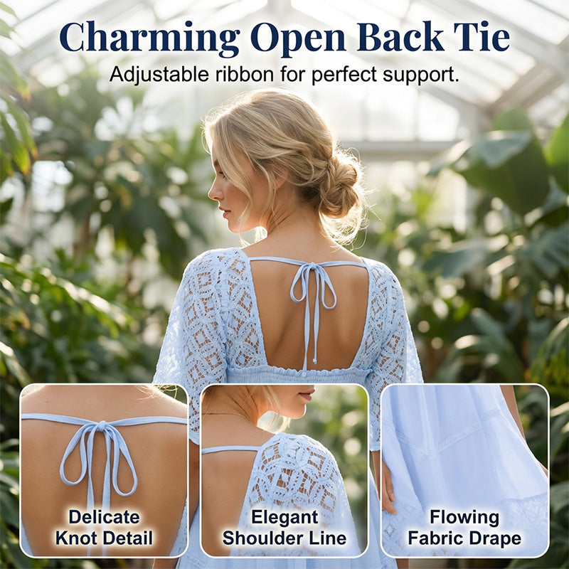 Damenkleid mit Karree-Ausschnitt und Smokdetails