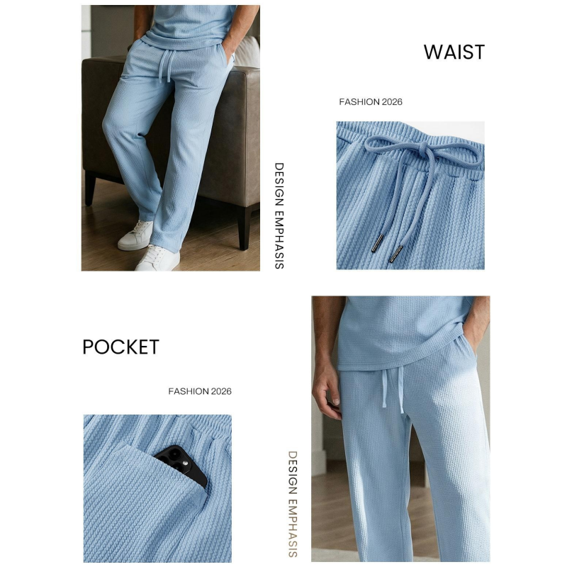 Herren-Rippstrick-Set: Ärmelloses Tanktop & Hose (2-teilig)