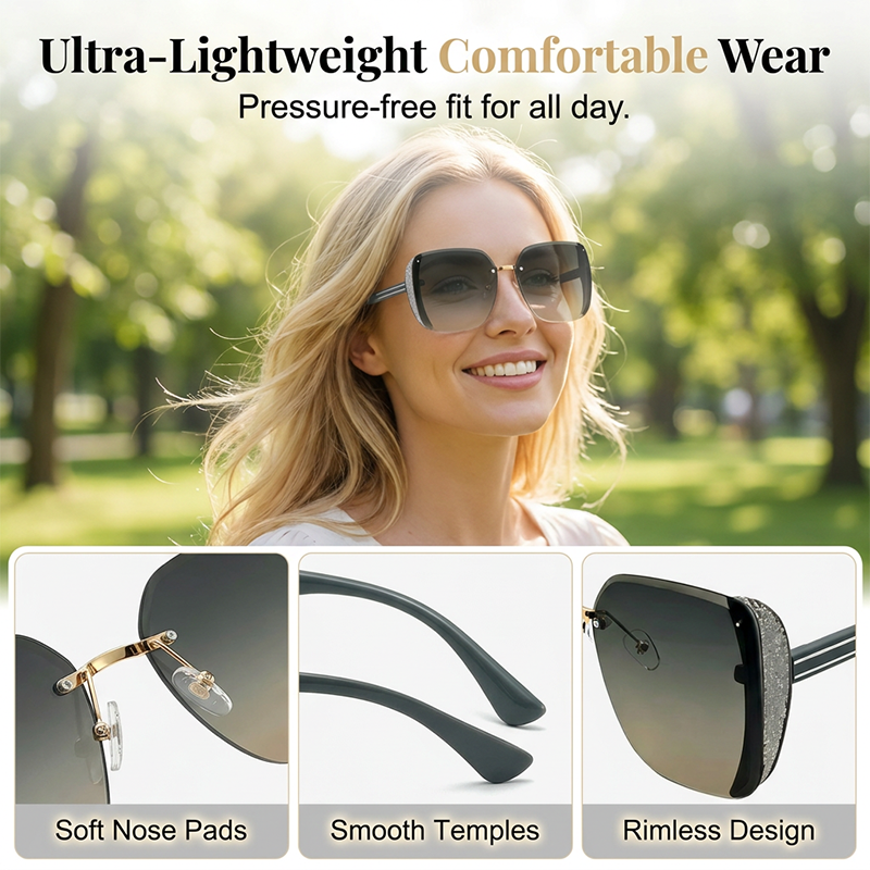 Gluschwein - Randlose quadratische Oversize-Sonnenbrille