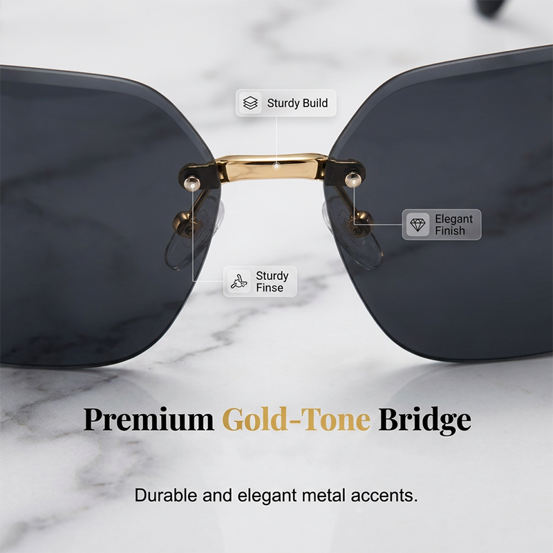 Gluschwein - Randlose quadratische Oversize-Sonnenbrille